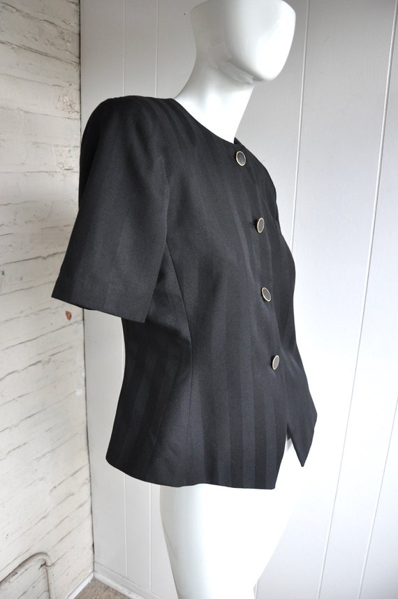 90s Black Short Sleeve Blazer, Size 8, Carolyne B… - image 7