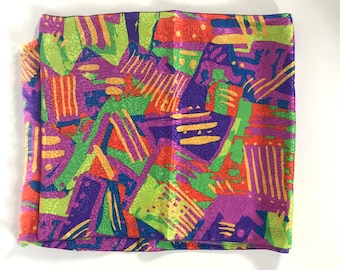 80s Pop Art Scarf: Mademoiselle Neon Abstract Polyester Oblong
