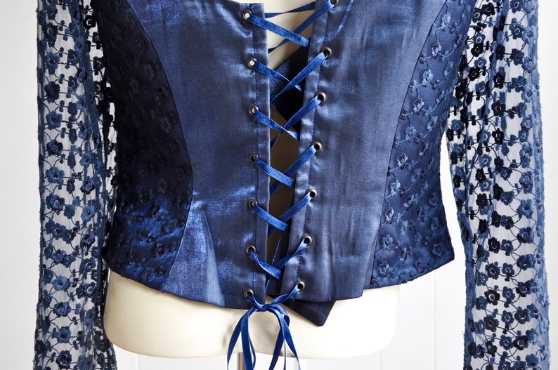 corset top with sheer sleeves