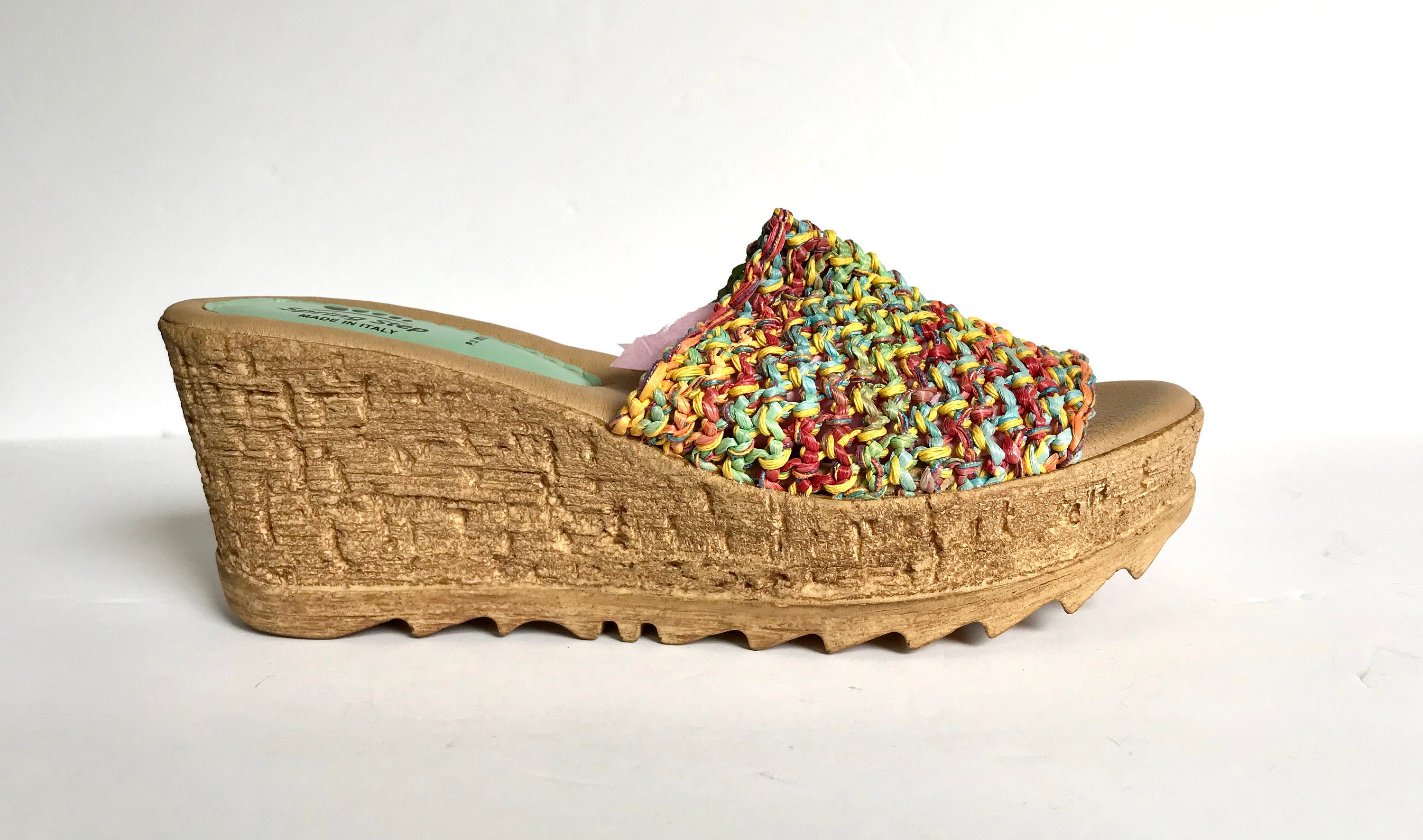 Sandals Women's Shoes Y2K Spring Step Rainbow Straw Chunky Platform Wedge Sandals Size 39 Summer 