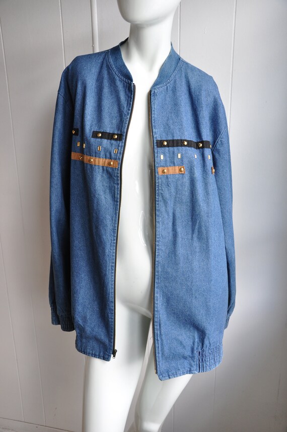 90s Denim Bomber Hip Hop Jacket, Gepetto, 1980s/1… - image 9