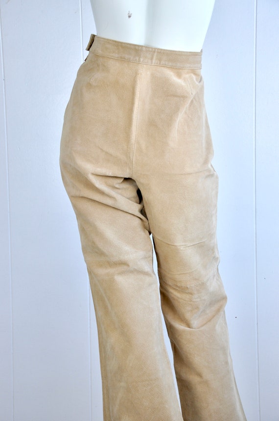 Y2K Tan Camel Suede Pants, Liz Claiborne Axcess, Size 8 Waist 28