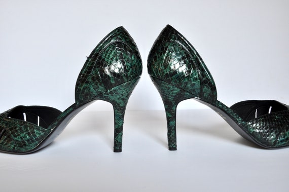 Tikicup Green Camouflage Snakeskin Women Pointy Toe High Heel Shoes with  Spikes Sexy D'orsay Rivets Stiletto Pumps for Party