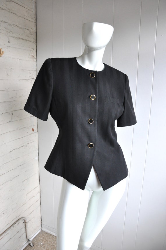 90s Black Short Sleeve Blazer, Size 8, Carolyne B… - image 2