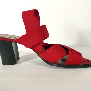 90s Red Elastic Strappy Sandals, Alibi, Size 10M, Red Sandals, Strap Sandals, Y2K
