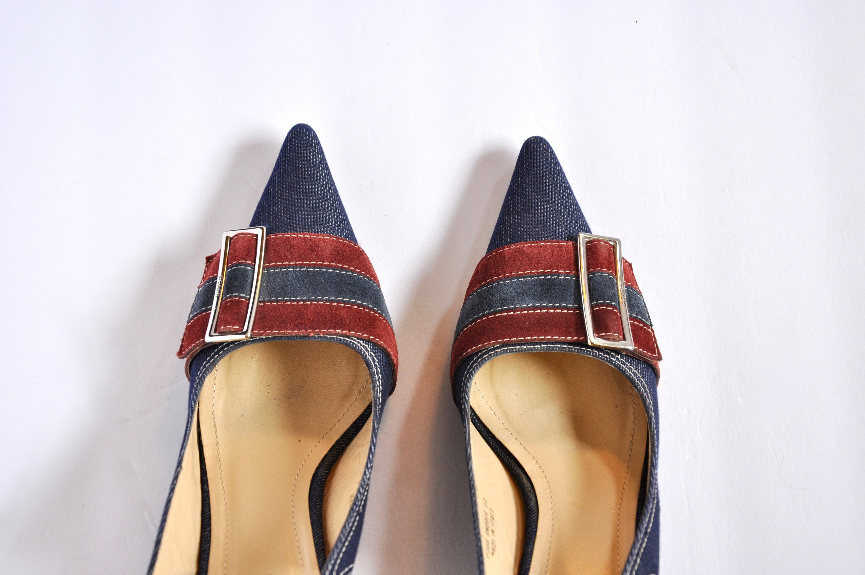 Gucci, Shoes, Gucci Carolina Red And Blue Wedges Euc Size 4