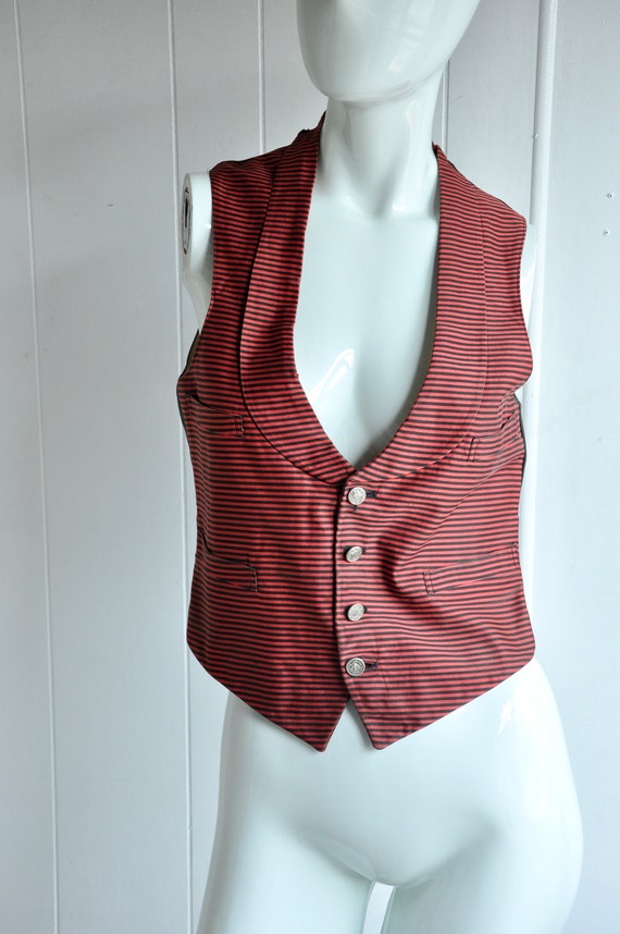 20s 30s Red & Black Striped Usher Vest, Train Cond