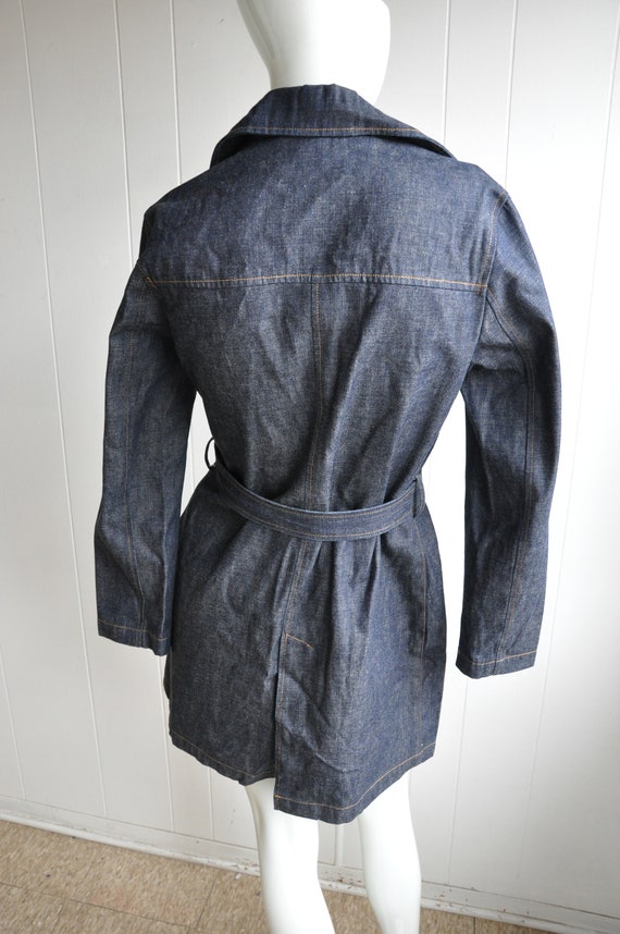 90s Denim Trench Coat, Dark-Blue Wash, Size XS/Sm… - image 4