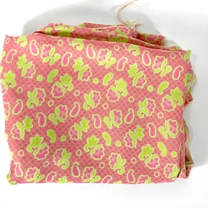 70s Psychedelic Floral and Paisley Neon Pink and Yellow Polyester Fabric, Vintage Retro Hippie Fabric, Possibly Reversible