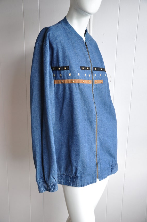 90s Denim Bomber Hip Hop Jacket, Gepetto, 1980s/1… - image 3