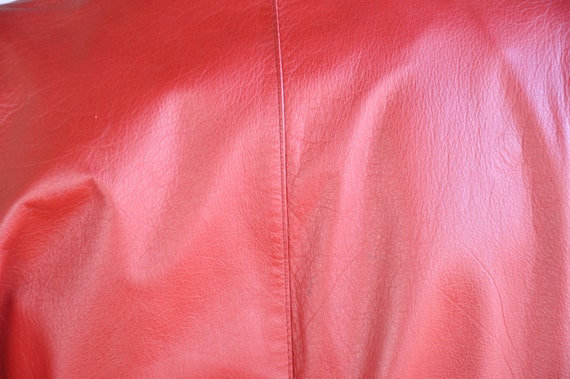80s Lipstick Red Leather Trench Coat, Size Small,… - image 5
