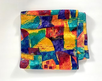 80s Abstract Multicolor Scarf - Mademoiselle Deadstock Neck Scarf