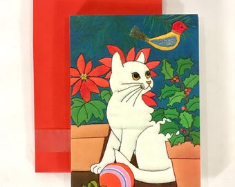 Vintage 60s/70s Cat Christmas Hallmark Cards with Envelopes (Set of 12)