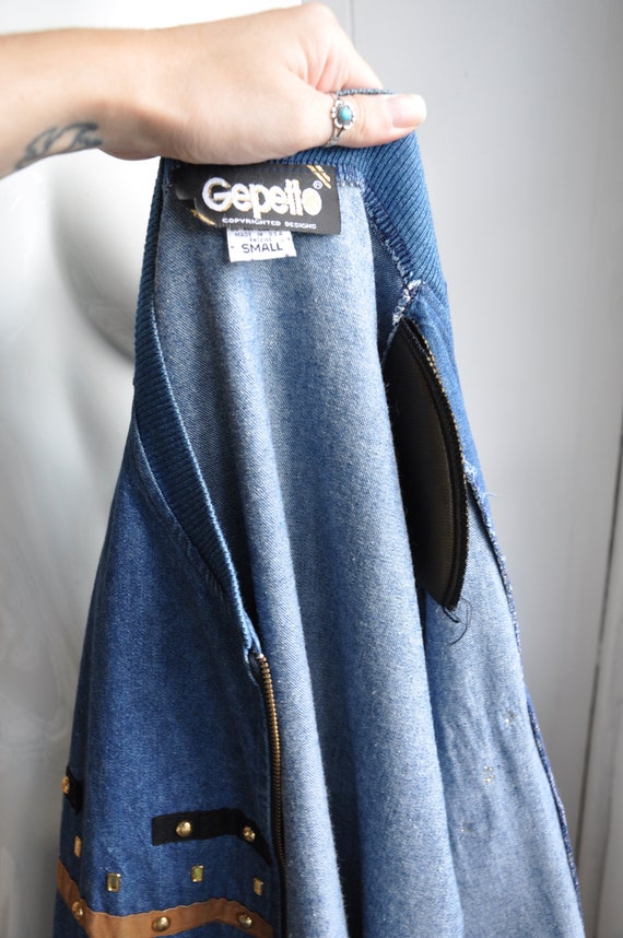 90s Denim Bomber Hip Hop Jacket, Gepetto, 1980s/1… - image 10