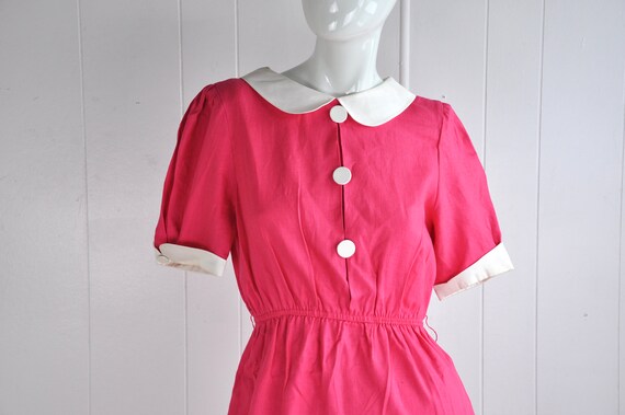 80s Hot Pink Linen Secretary French Maid Dress W/ Peter Pan Collar \u0026  Pockets, XS Small, Click, Legally Blond Cher Clueless Stewardess Pinup -  Etsy UK