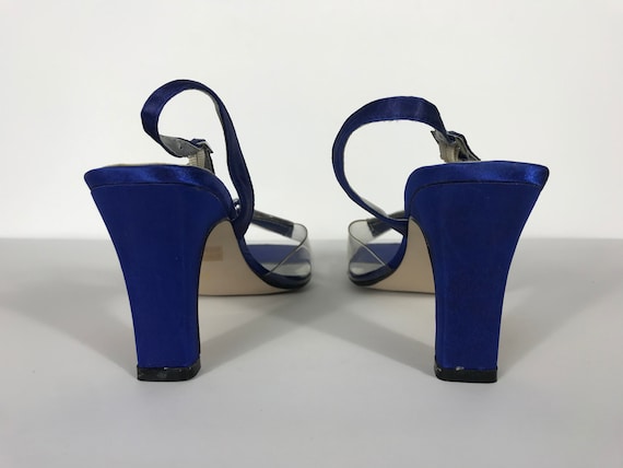 Y2K Midnight Blue Satin Bow Clear Plastic PVC Slingba… - Gem