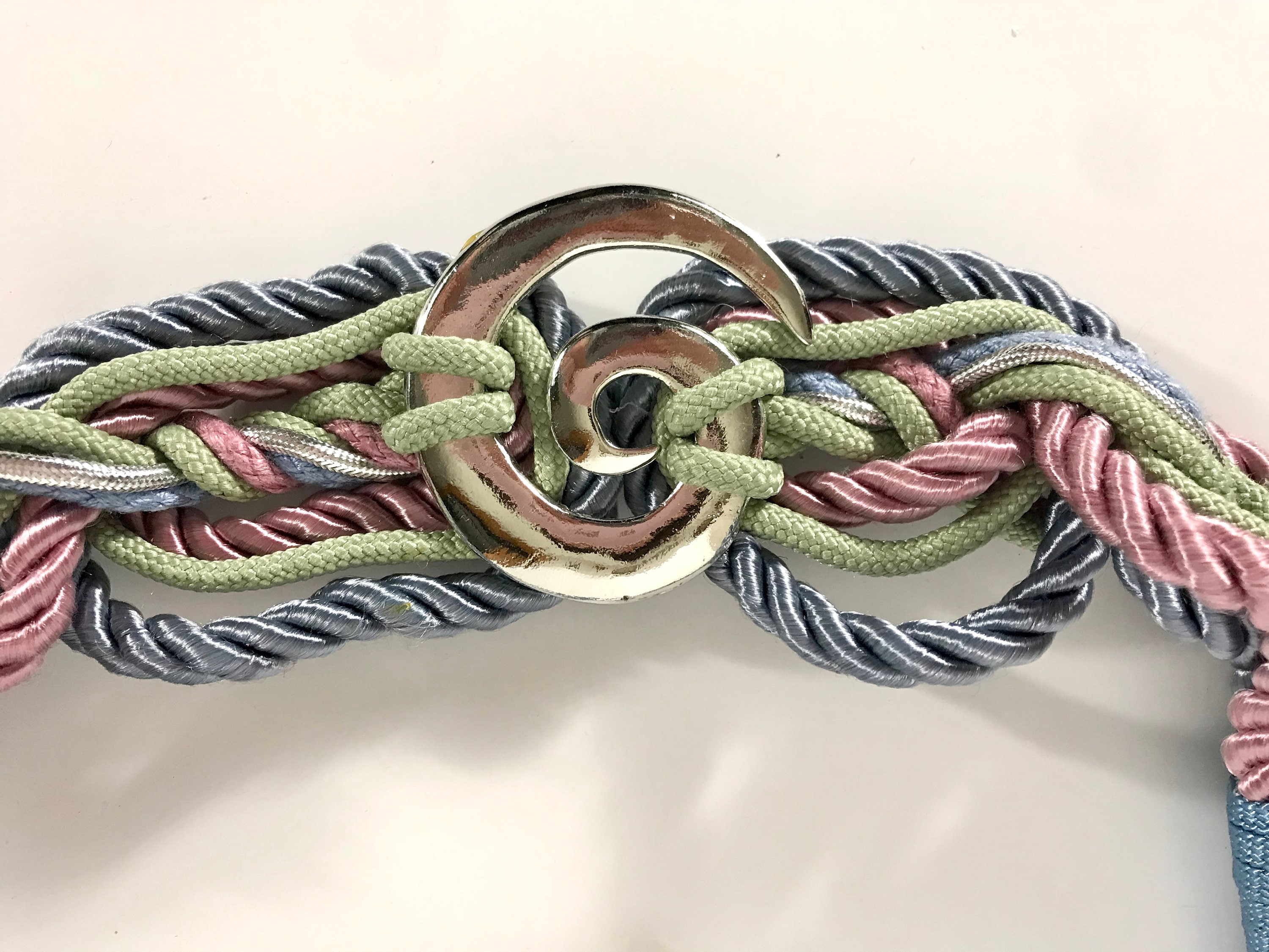 Twist Rope Lace Bead Ribbon Tie Belt Multicolor display picture 2