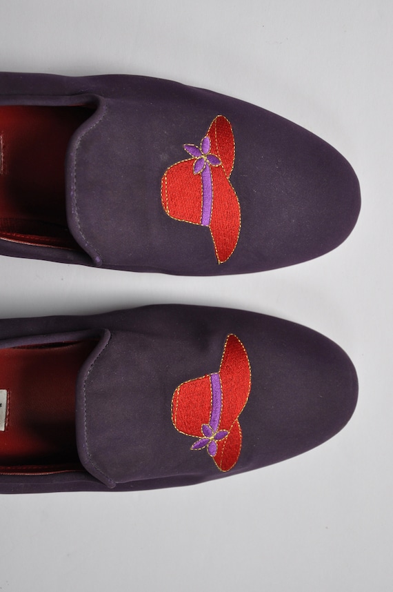 Red Hat Society Purple Vegan Suede Slides/Loafers,