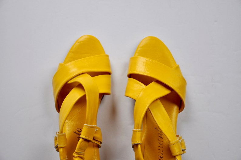 SLINGBACK SANDAL ETERNITE 75 YELLOW LAMBSKIN