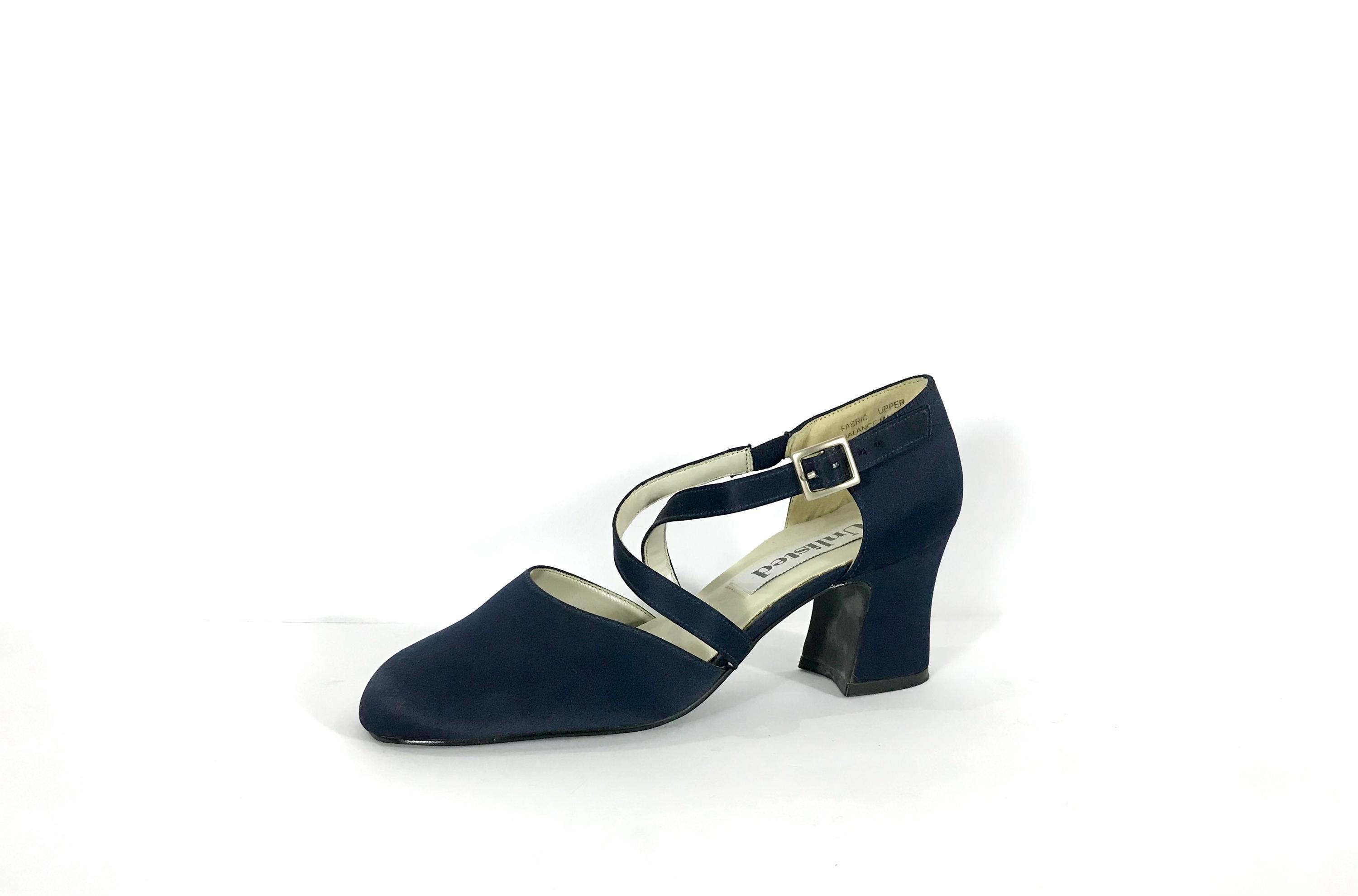 Unlisted Blue Satin Square Toe Mary Janes W/ Chunky Heels