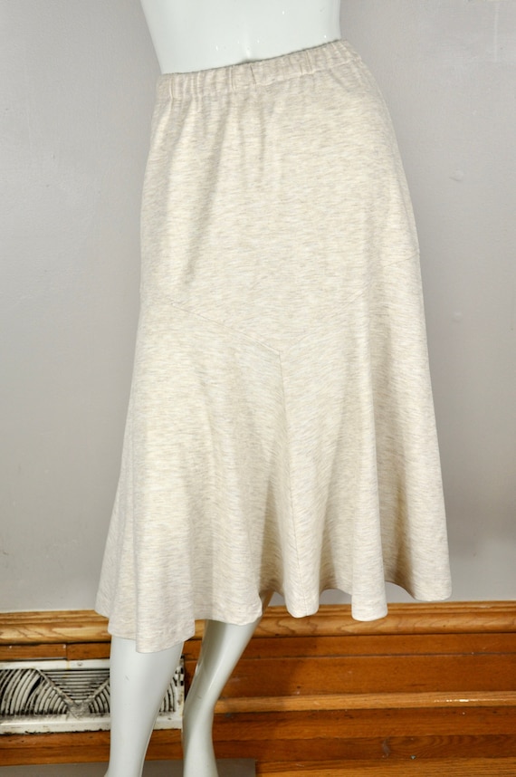 80s Oatmeal Pastel Flecked Fit and Flare Skirt, Pi