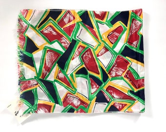 80s Abstract Print Scarf - Mademoiselle - Color Block Polyester