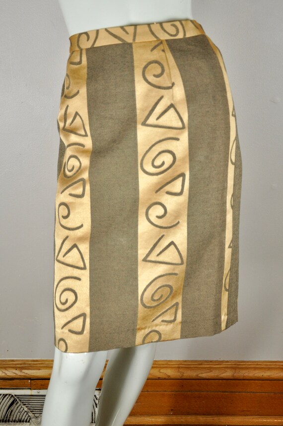 90s Handmade Abstract Pencil Skirt: Gold Bronze S… - image 2