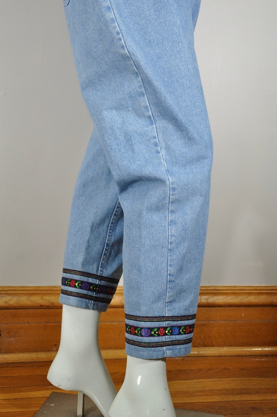 90s Riders Vintage Light Wash Denim Pants w/ Embr… - image 1