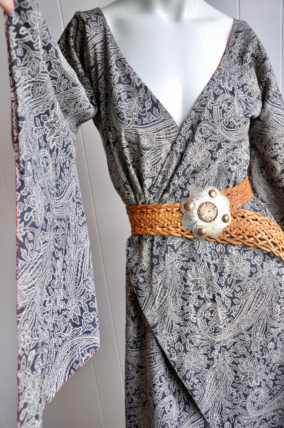 60s 70s Reversible Handmade Kimono, XS, Burnt Ora… - image 4