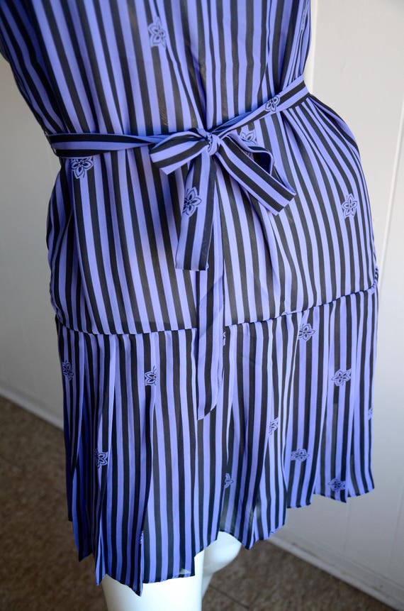 80s Purple Striped Flower Dress, Size S, Goth Sch… - image 8