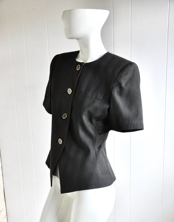 90s Black Short Sleeve Blazer, Size 8, Carolyne B… - image 3