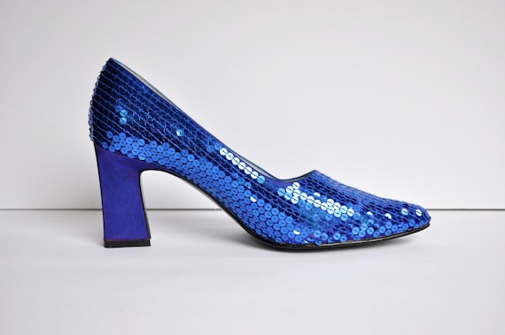 blue sequin shoes