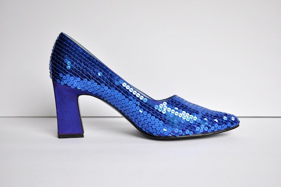 royal blue sequin shoes