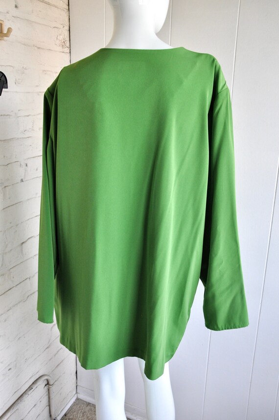 80s Lime Green 1X Plus Size Long Blouse, Maggie S… - image 5