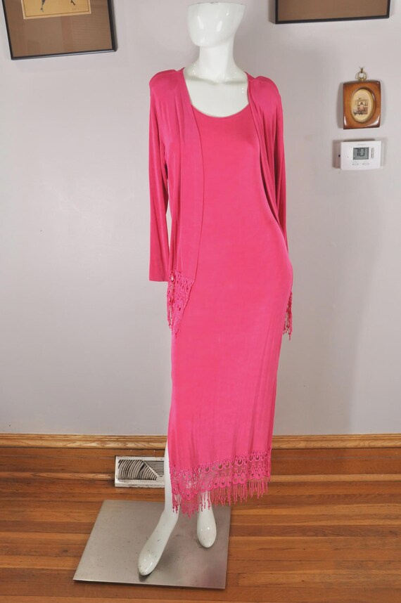 hot pink slinky dress Buy 90s and Cardigan Set, Size S, Made in USA Online in India Design:Form-Fitting