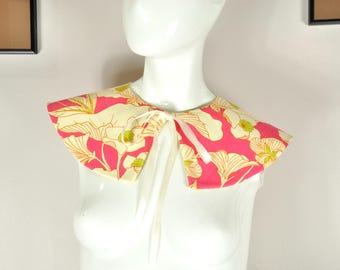 Tropical Flower Detachable Peter Pan Collar, Hawaiian Flower Oversized Collar