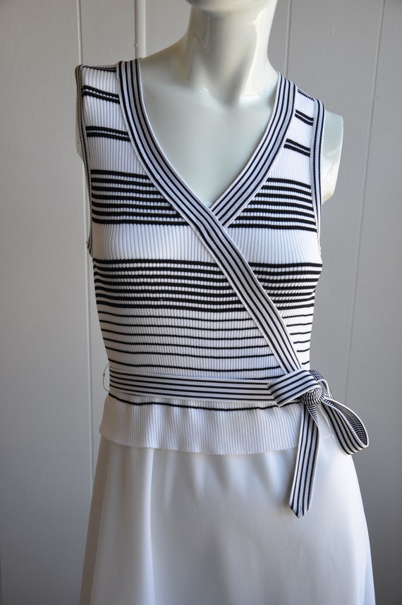 60s Mod Black & White Maxi Dress by Giamo Knits, R