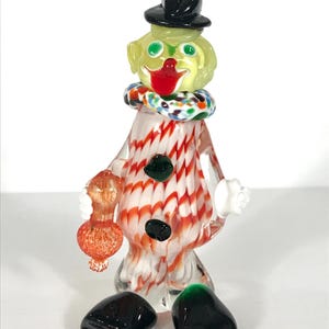 70s Italian Glass Clown. Venetian Glass J I Co, Blown Glass Art, Glass Art Figurine