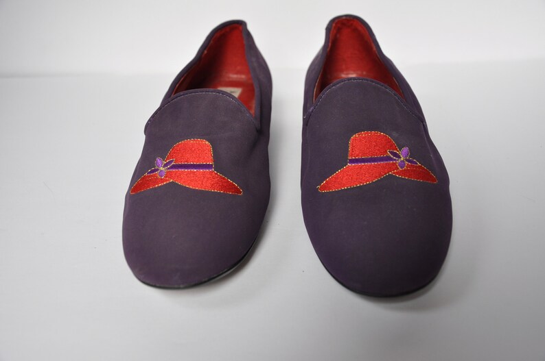 Red Hat Society Purple Vegan Suede Slides/Loafers, Size 9, Pinup/Rockabilly/Kentucky Derby/Vintage/Dita von Teese/Galm/Hollywood/Pink/Red image 9