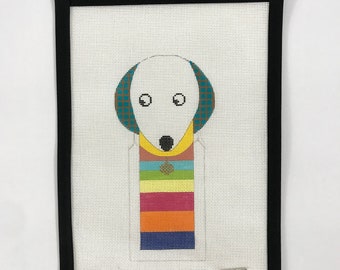 Handmålad vintage-kanvas med hundmotiv: "Fräknar"-design