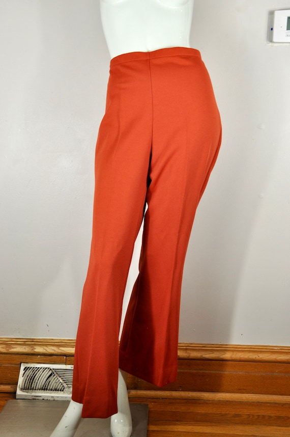 70s Rust Sienna Polyester Flare Pants/Bellbottoms… - image 2