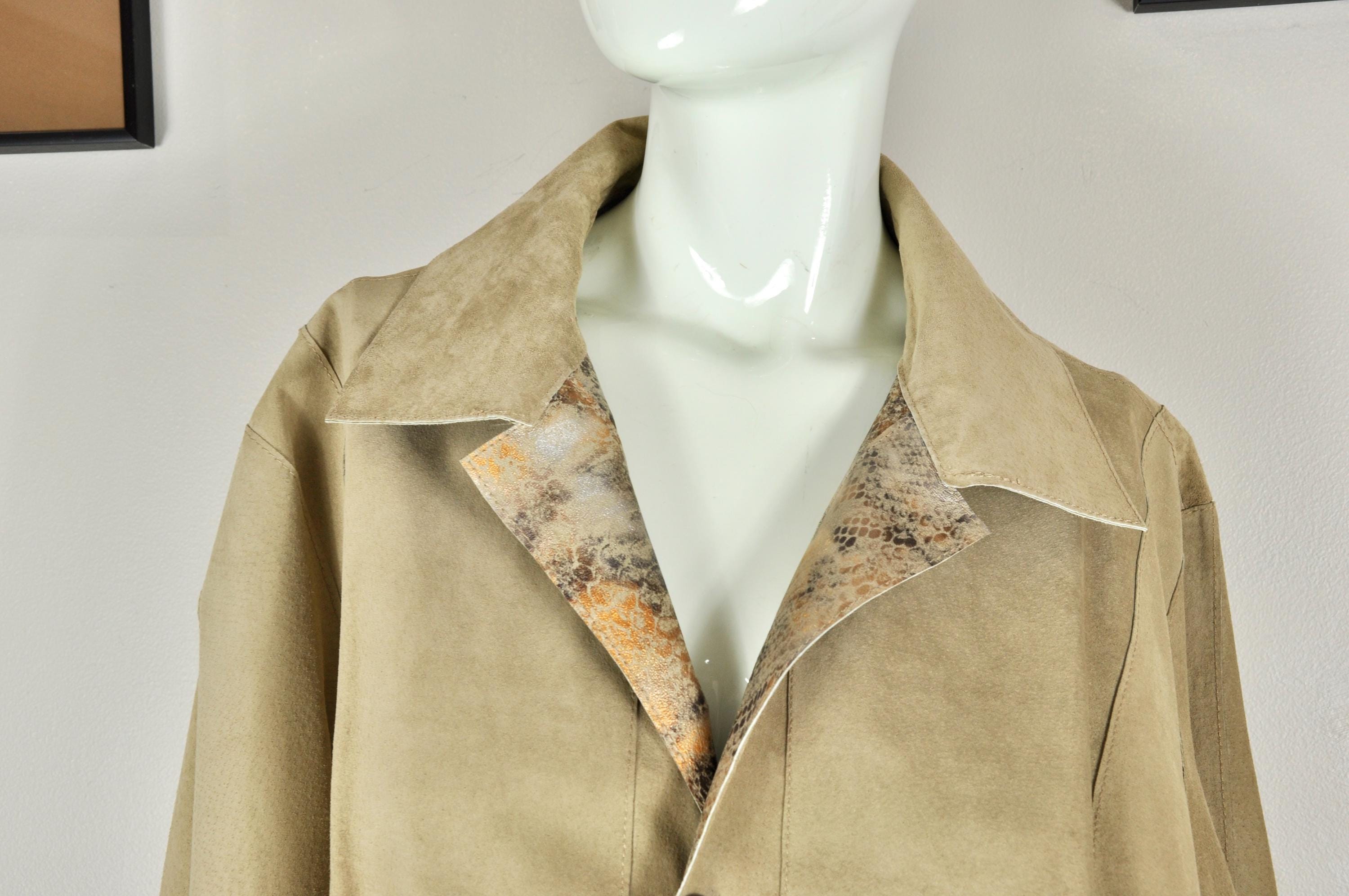 Y2K Metallic Gold Leather Jacket: Reversible Tan Suede, Chico's
