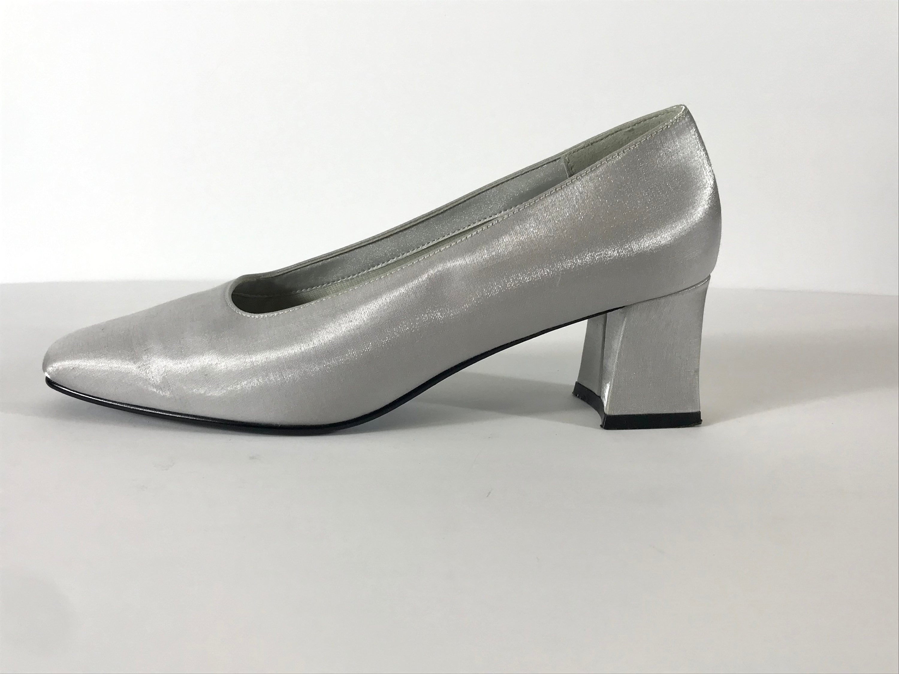 Paradox London Francis Wide Fit Glitter Block Heel Court Shoes, Silver at  John Lewis & Partners