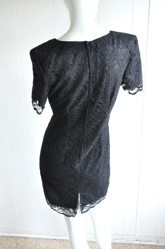80s Does 50s Black Lace Mini Dress, Goth Babydoll… - image 5