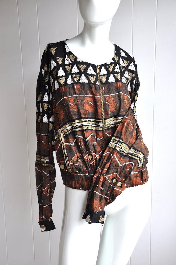 90s Tribal/Urban Windbreaker / Bomber Jacket by Plati… - Gem