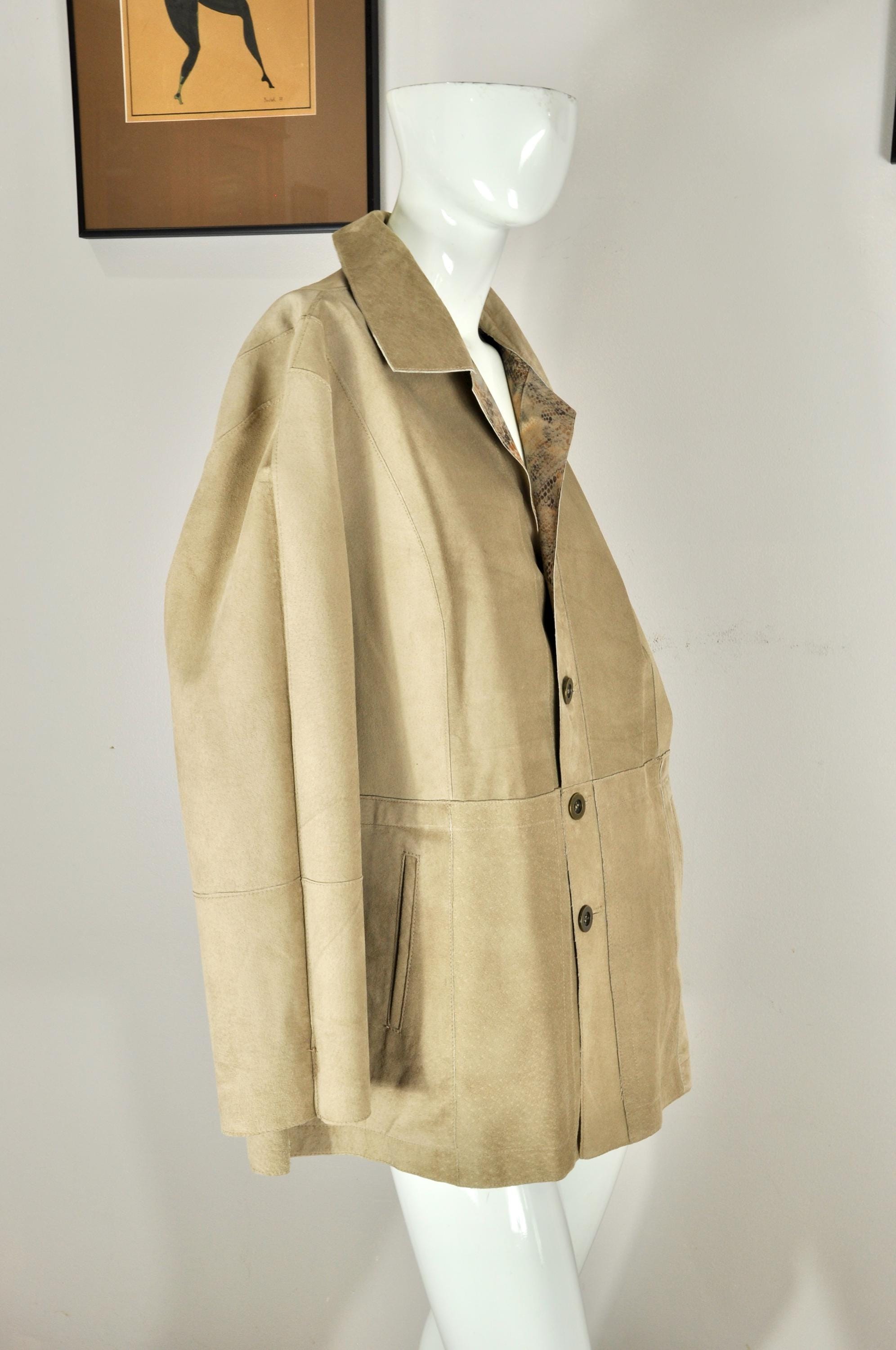Y2K Metallic Gold Leather Jacket: Reversible Tan Suede, Chico's