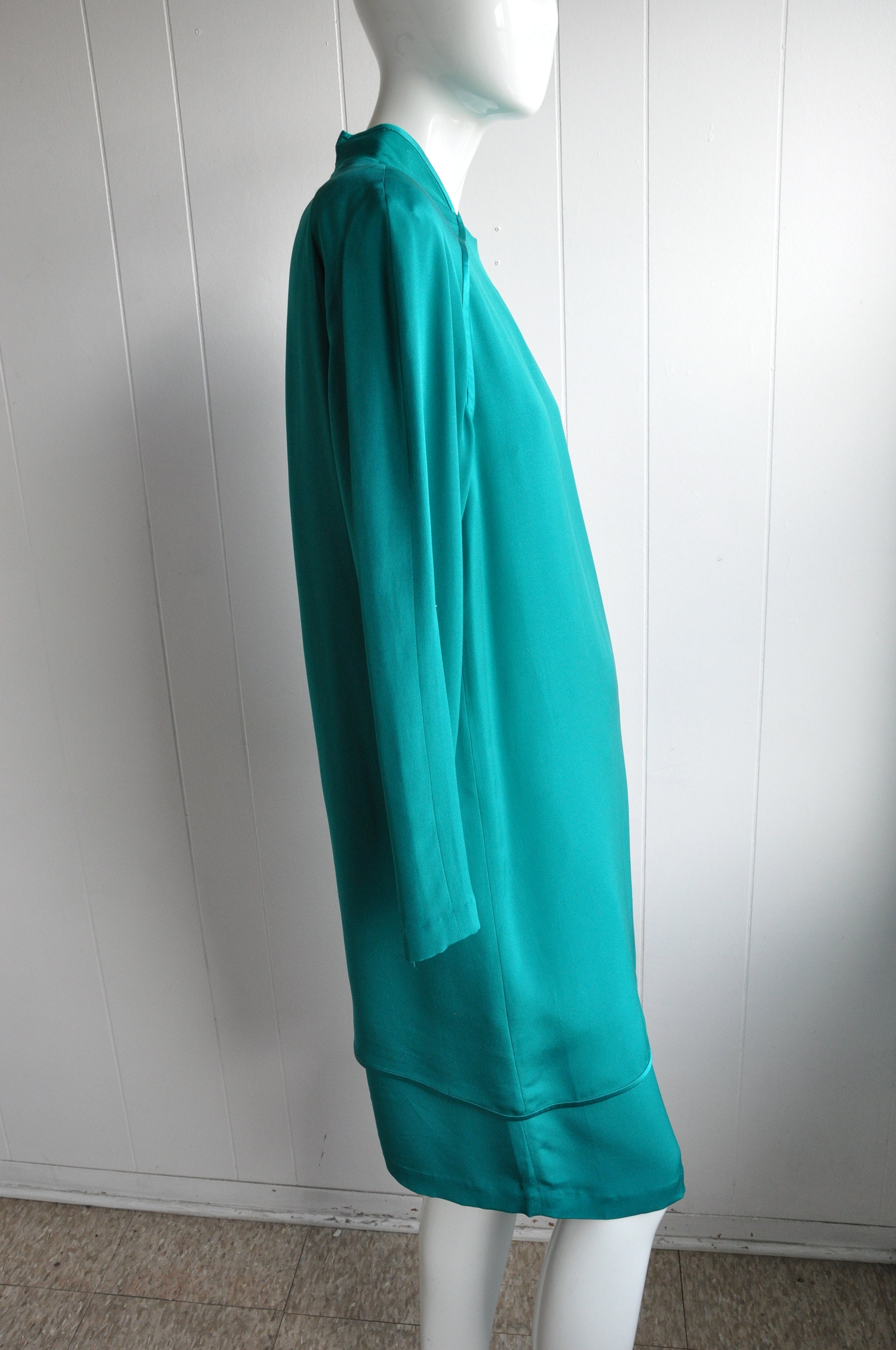 90s Cheongsam Emerald Green Silk Dress Size 12 Miller Shor - Etsy