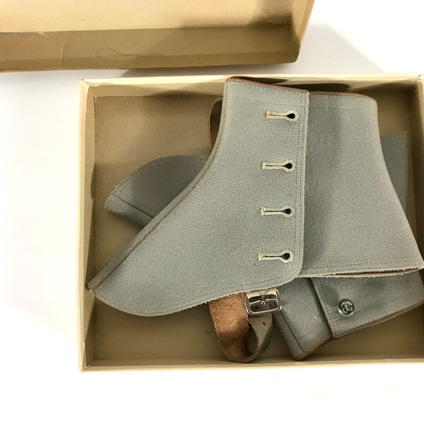 1930s 40s Standard Wool Spats w/ Original Box, Equestrian Footwear Made in England