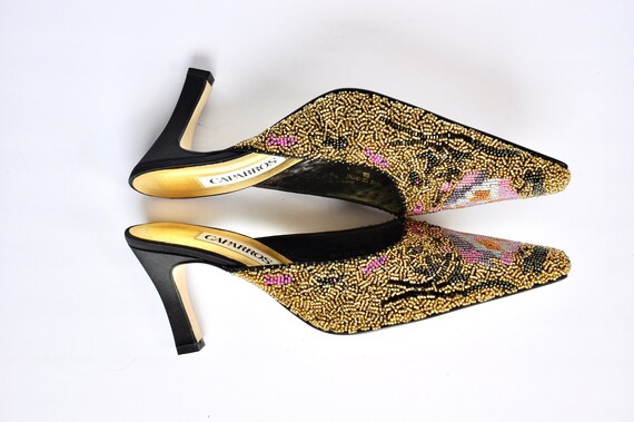Caparros Beaded High-Heel Shoes, Size 8B, Antique/