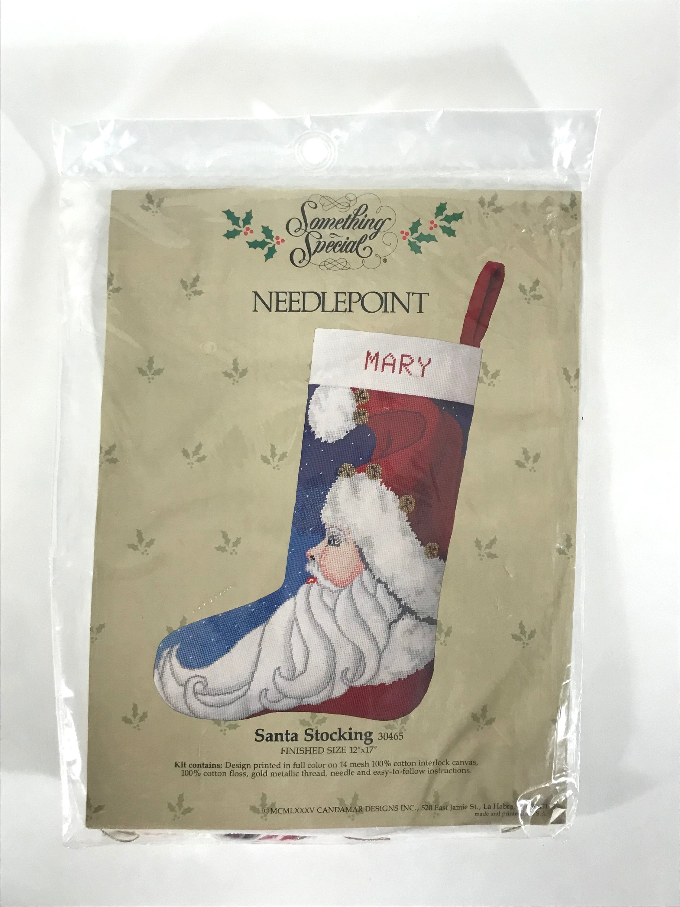 80s Santa Needlepoint Stocking Kit, Something Special, New in Package,  Christmas Needlepoint Home Decor 